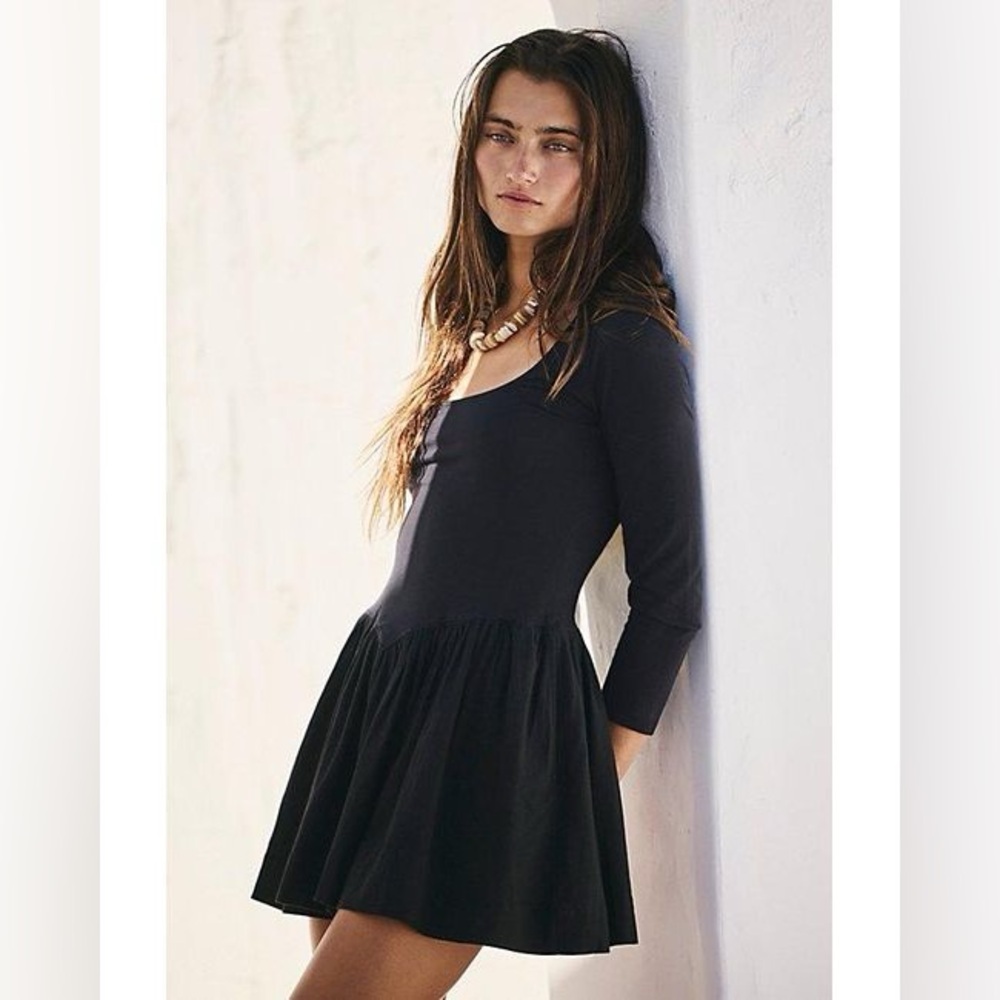 Free People Onda Drop Waist Long Sleeve Mini
